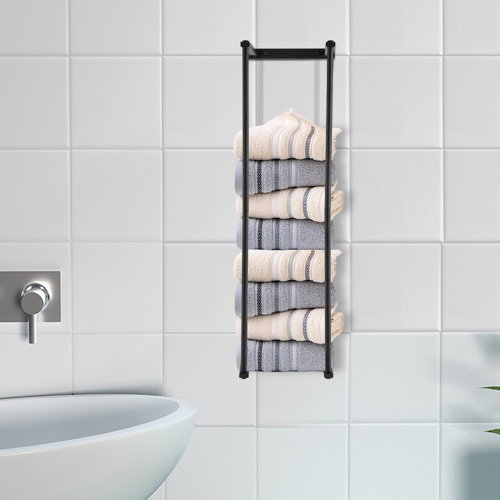 JOYDING Wall Mounted Bathroom Towel Rack Bath Towel Holder with 4 Hooks ...